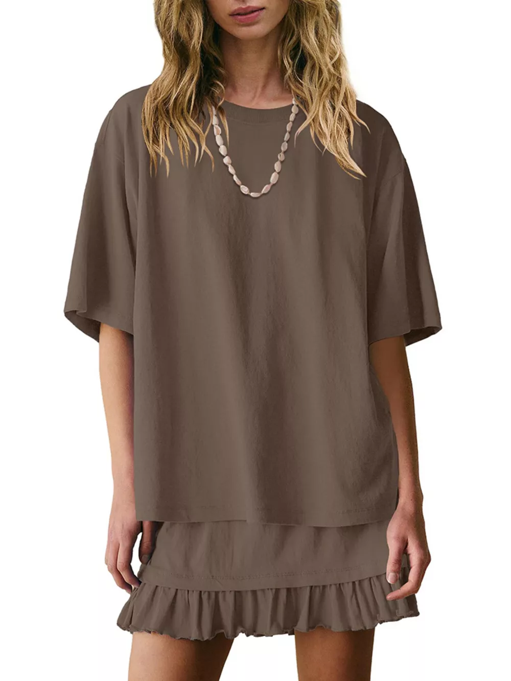 Round Neck Half Sleeve Tee and Skirt Set, image 16