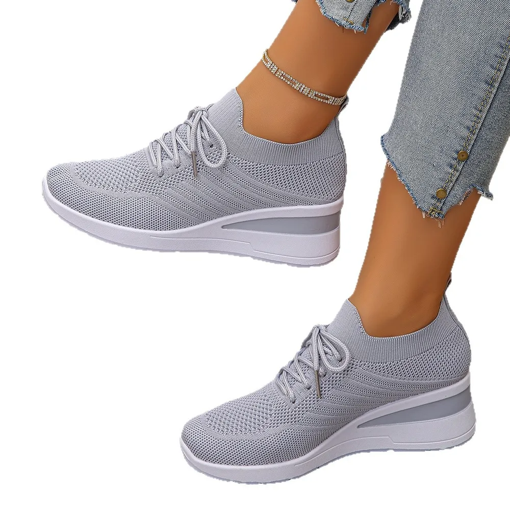 Mesh Lace Up Wedge Athletic, image 4