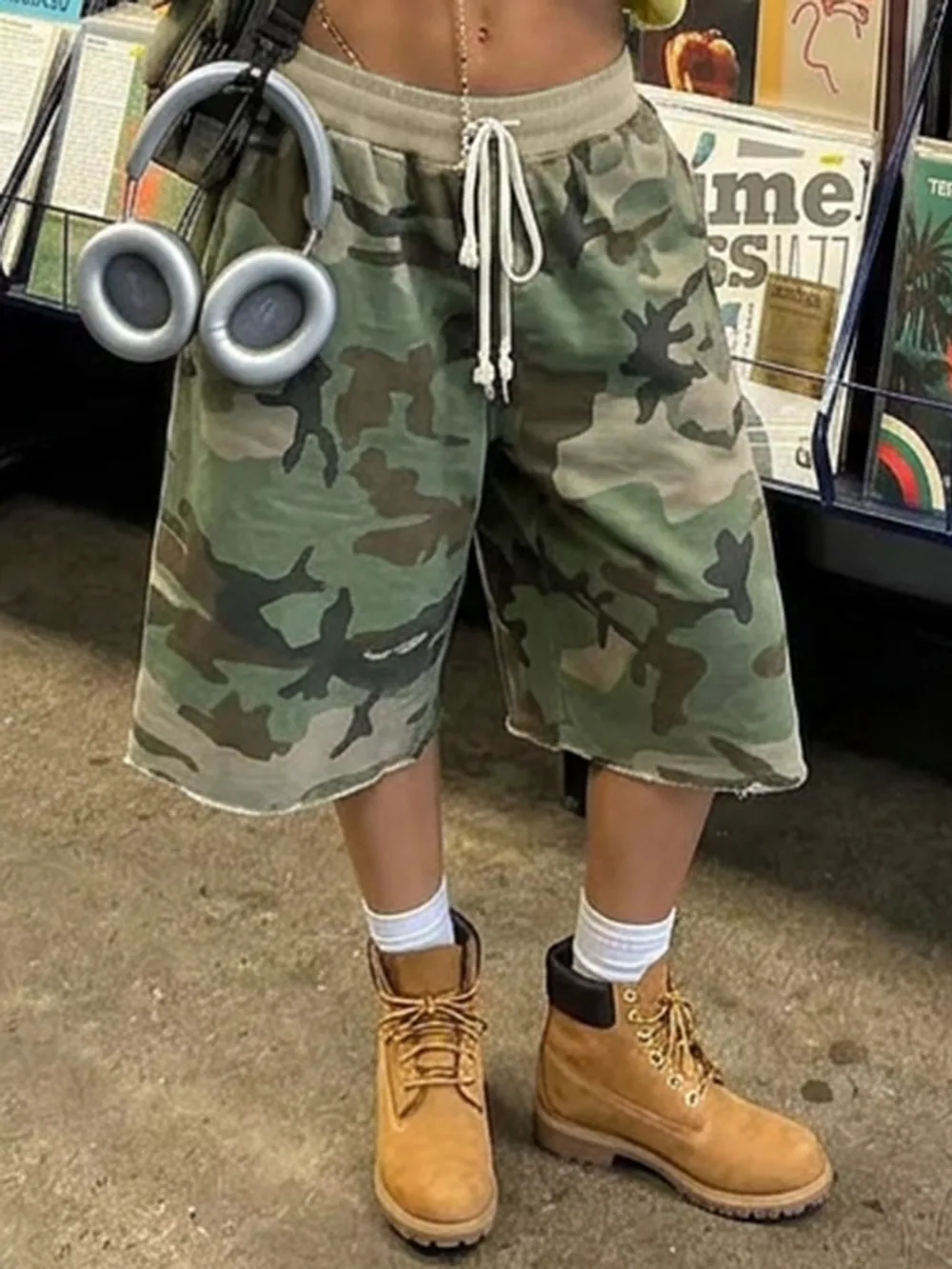 Camouflage Drawstring Shorts, image 2