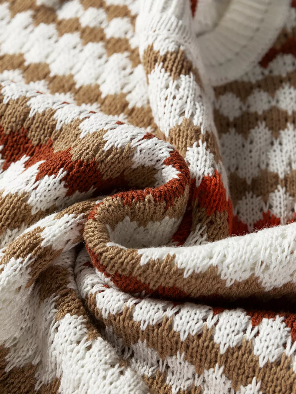 Stripe Eyelet Patterned Drop Shoulder Sweater, image 10