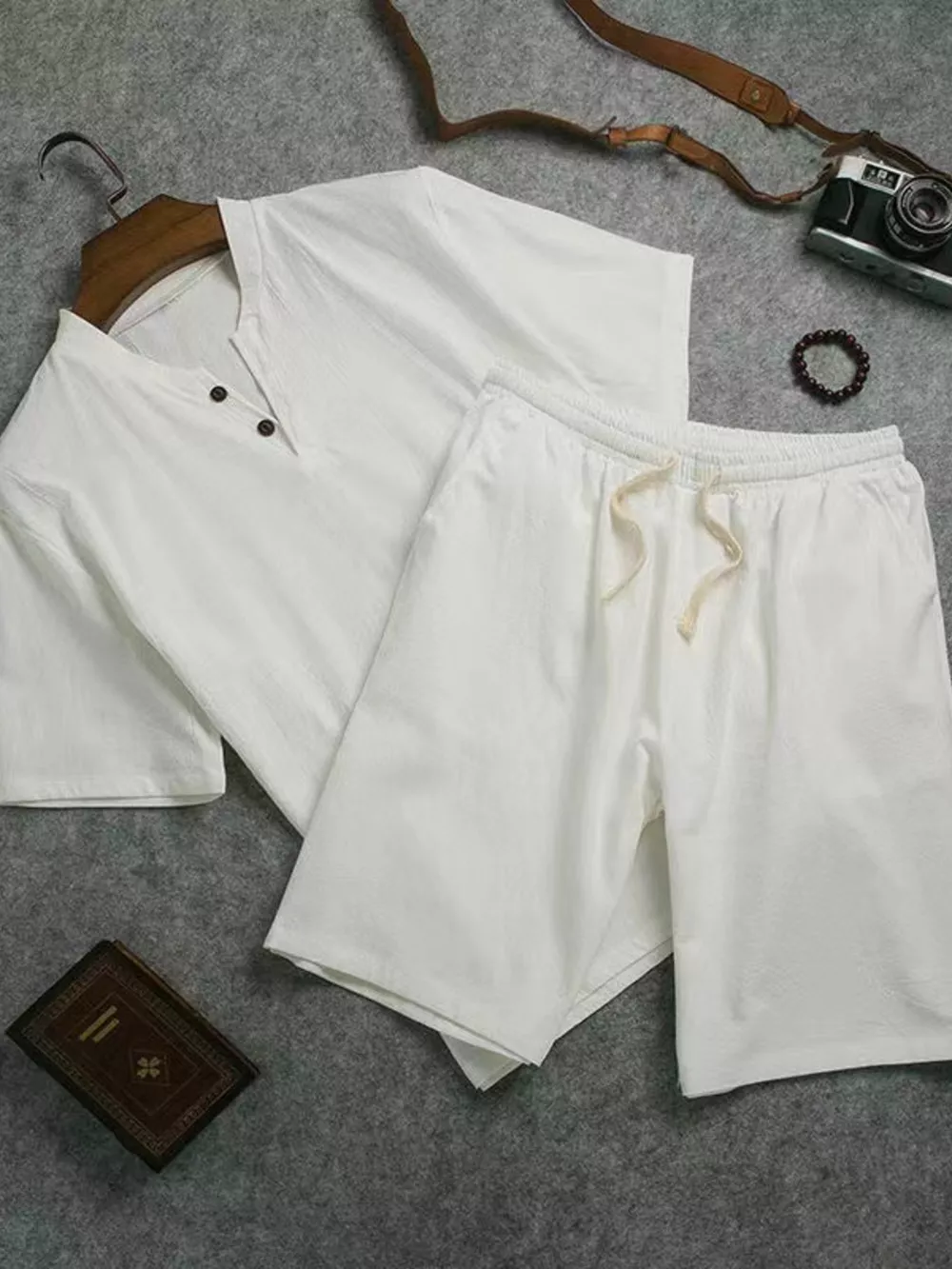 Men's Plus Size Short Sleeve Top and Shorts Set, image 2