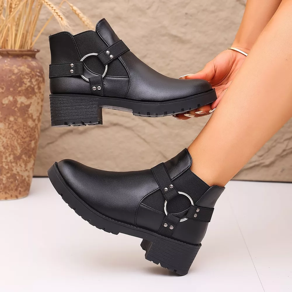 Round Toe Block Heels Boots, image 2