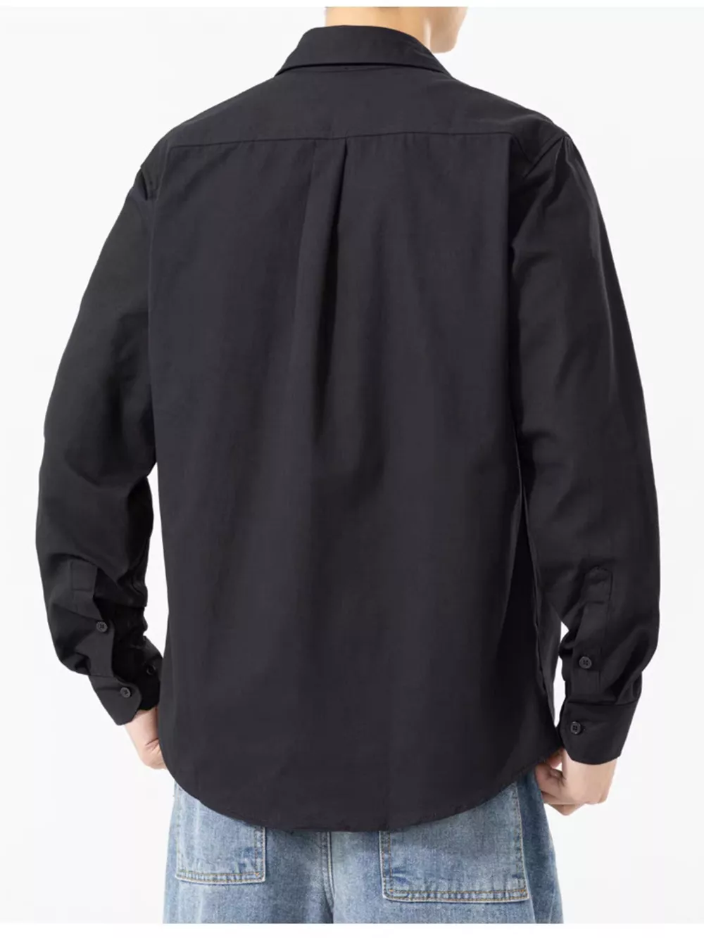 Men's Plus Size Casual Solid Color Long Sleeve Shirt, image 5