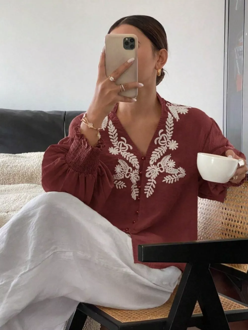 Embroidered Long Sleeve Blouse, image 23