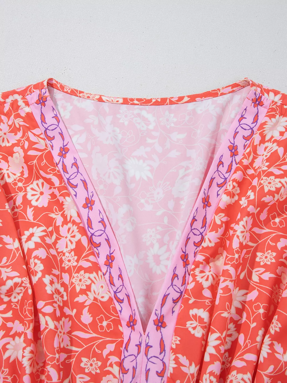 Floral Print Tasseled Tied Sleeve Empire Waist Dress, image 13