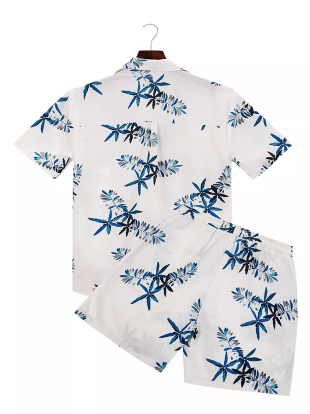 Men's Full Size Tropical Print Short Sleeve Shirt and Shorts Set Plus Size, image 2