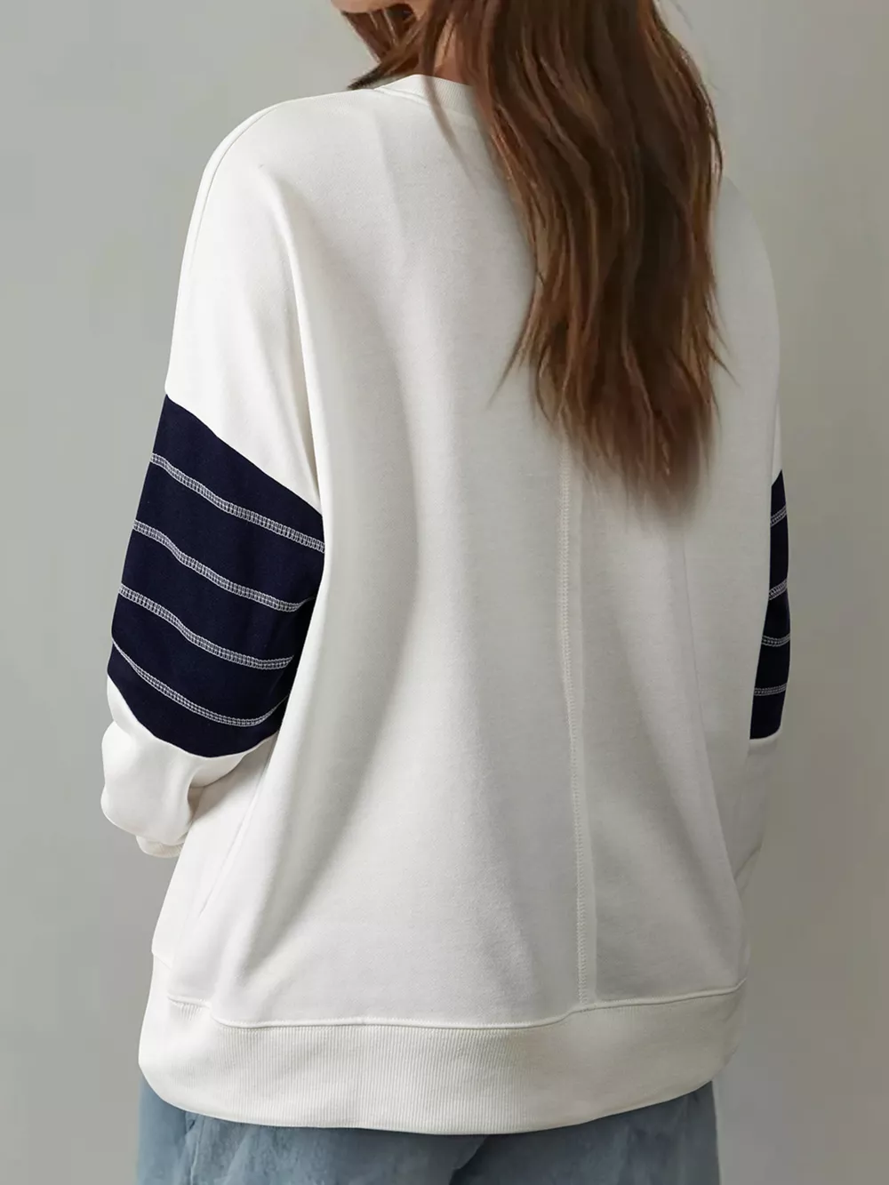 Exposed Seam Detail Color Block Patch Pocket Drop Shoulder Sweatshirt, image 10