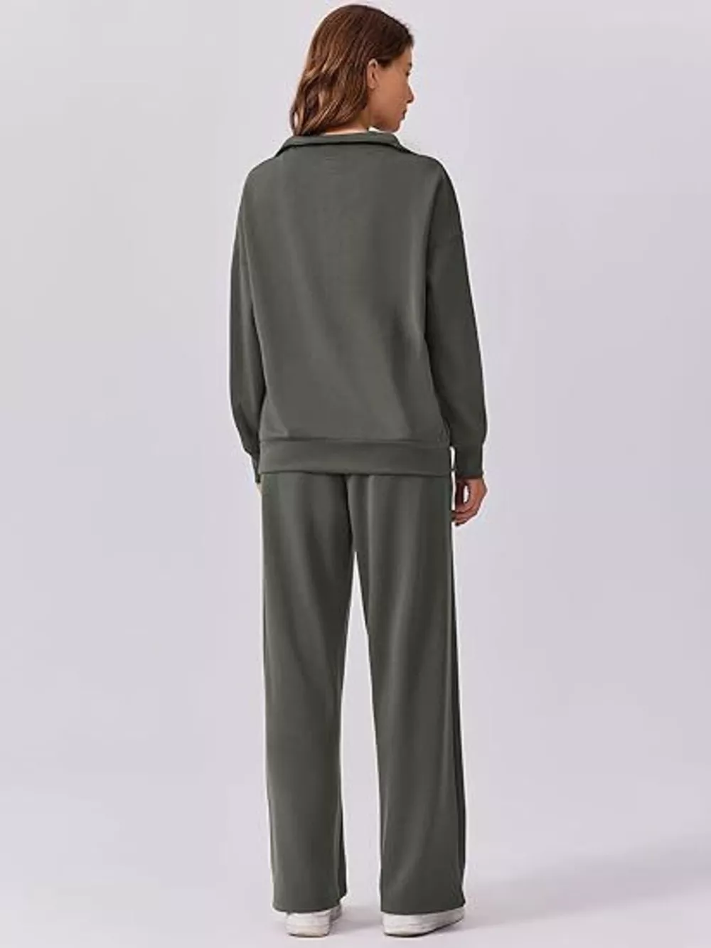 Relaxed Fit Quarter-Zip Top and Pants Set, image 8