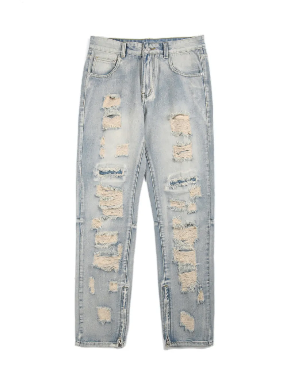 Men's Washed Distressed Straight Jeans, image 6