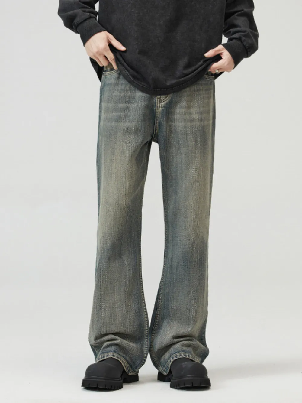 Men's Full Size Vintage Wash Wide Leg Jeans Plus Size, image 2