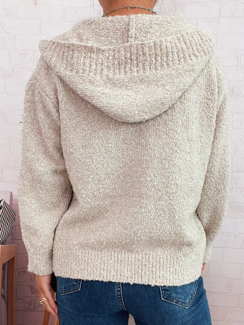 Cozy Button-Up Hooded Cardigan, image 6
