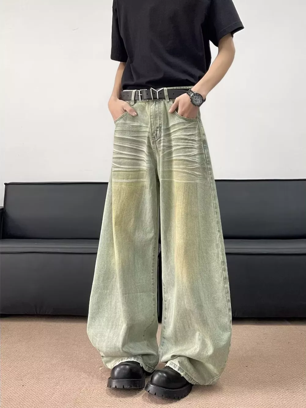 Men's Full Size Wash Wide Leg Jeans Plus Size, image 3