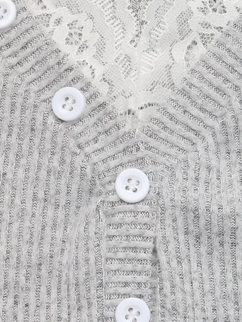 Ribbed Lace Trim Henley T-Shirt, image 7