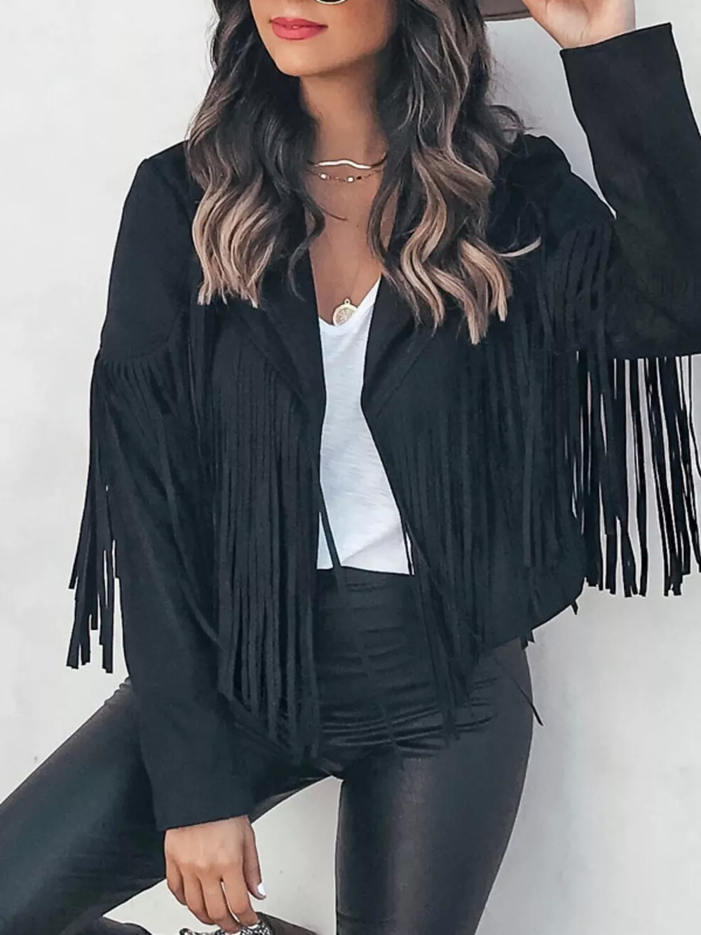Fringe Open Front Cropped Jacket, image 10