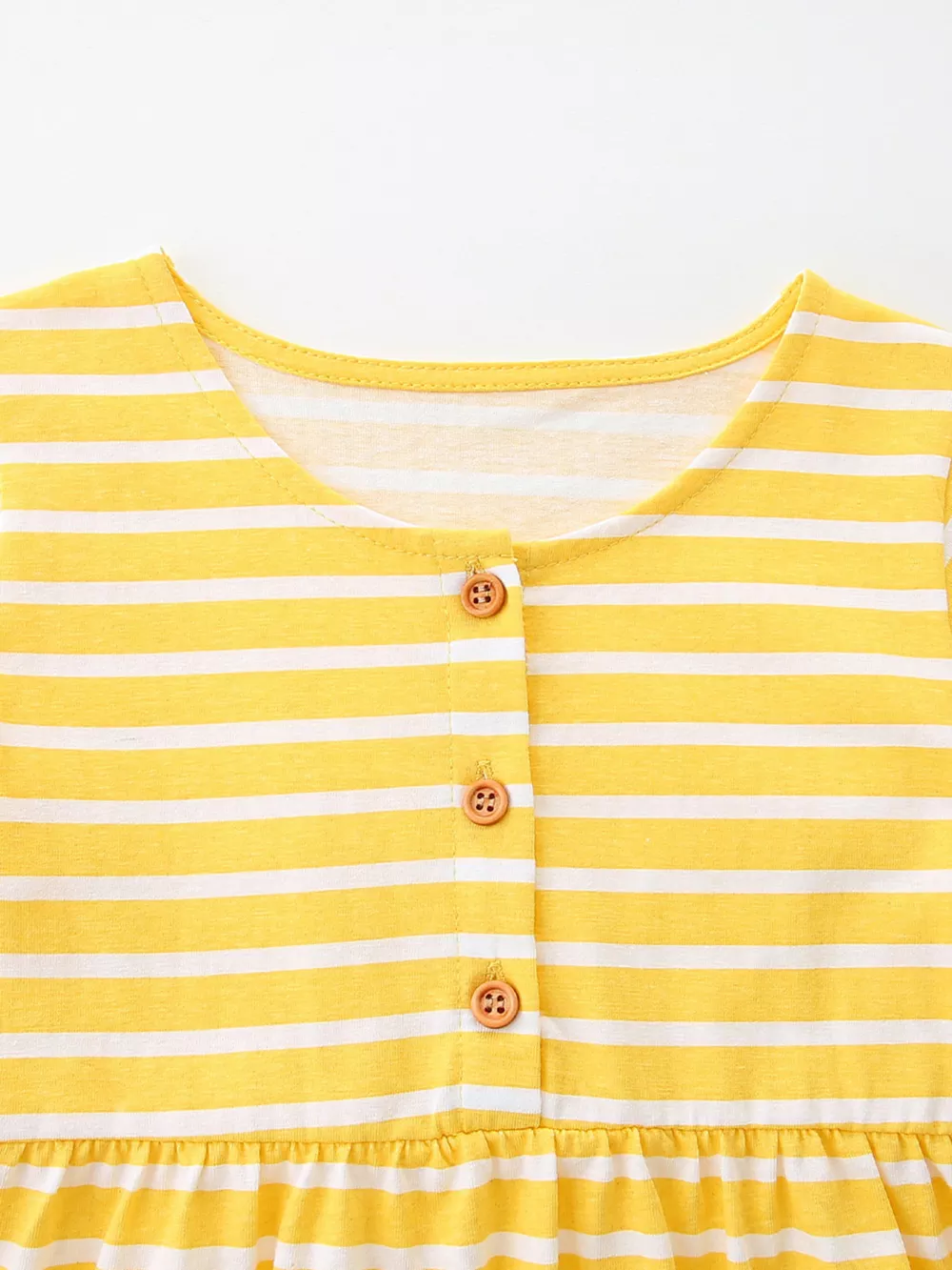 Children's Striped Bunny Embroidered Button-Front Dress, image 2
