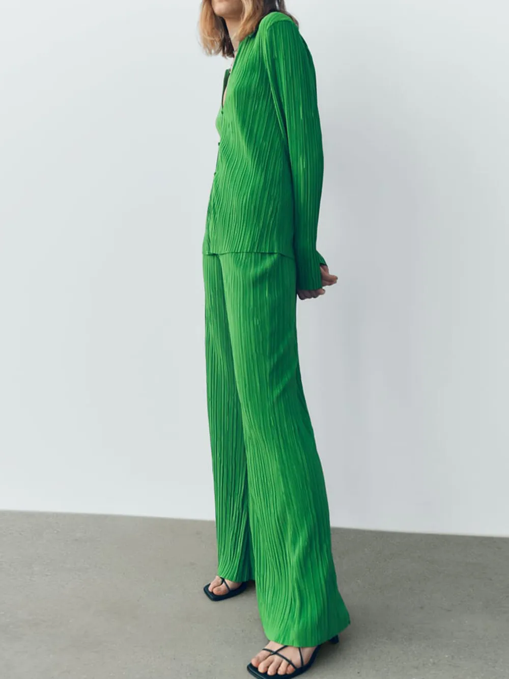 Texture Long Sleeve Top and Pants Lounge Set, image 3