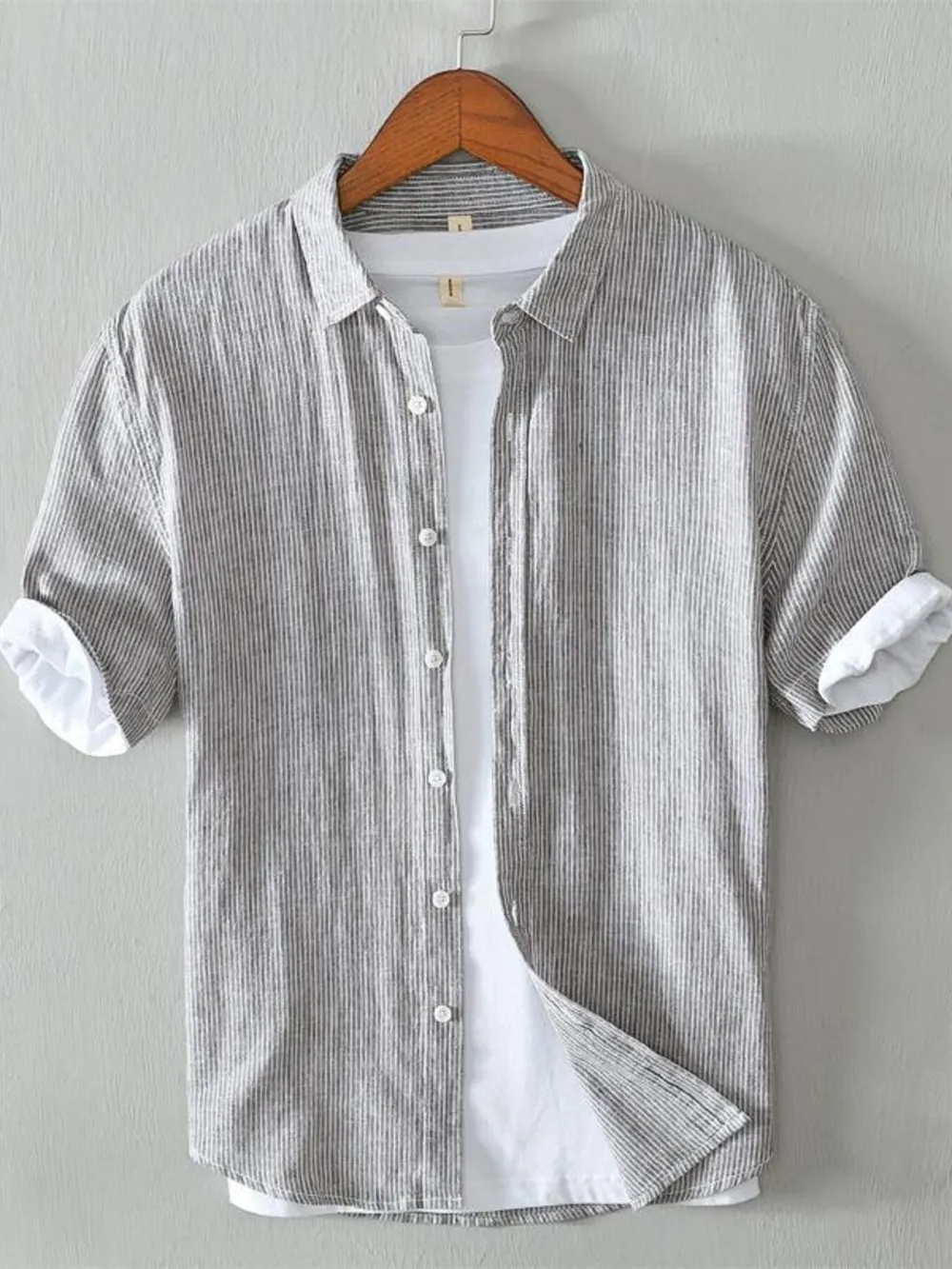 Men's Plus Size Casual Striped Short Sleeve Shirt
