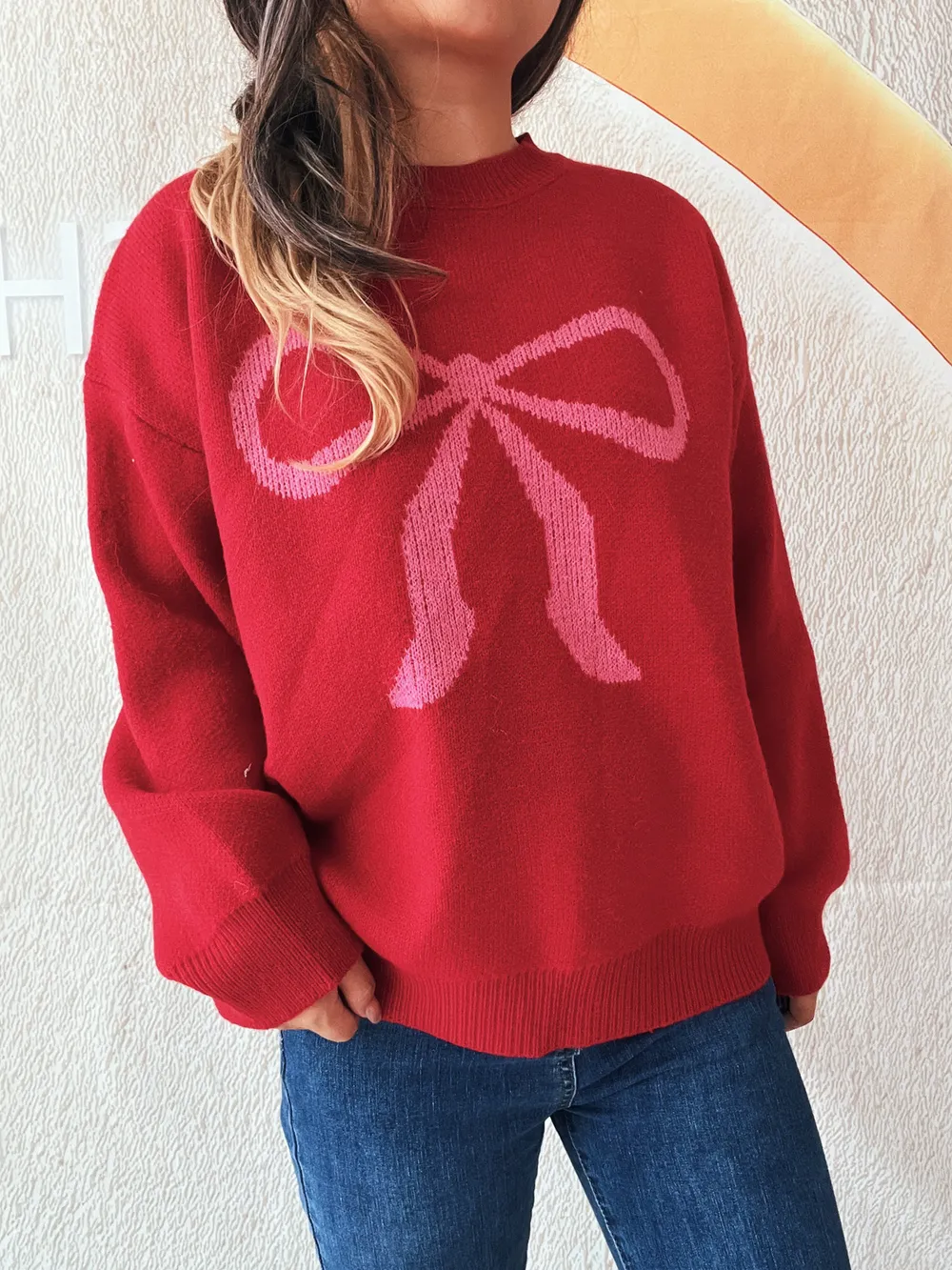 Bow Pattern Casual Long Sleeve Sweater, image 24