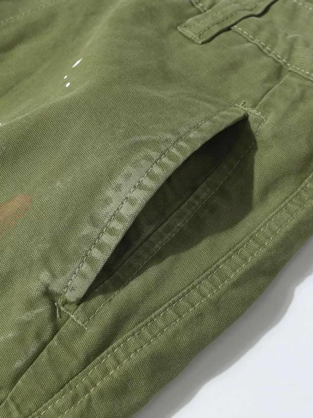 Men's Distressed Cargo Pants with Paint Splatter, image 8