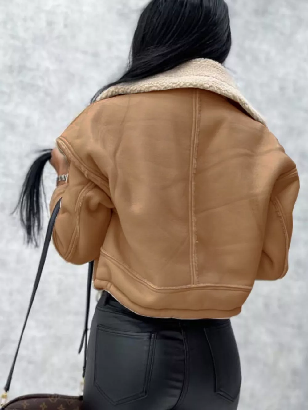 Sherpa Trim Cropped Jacket, image 3