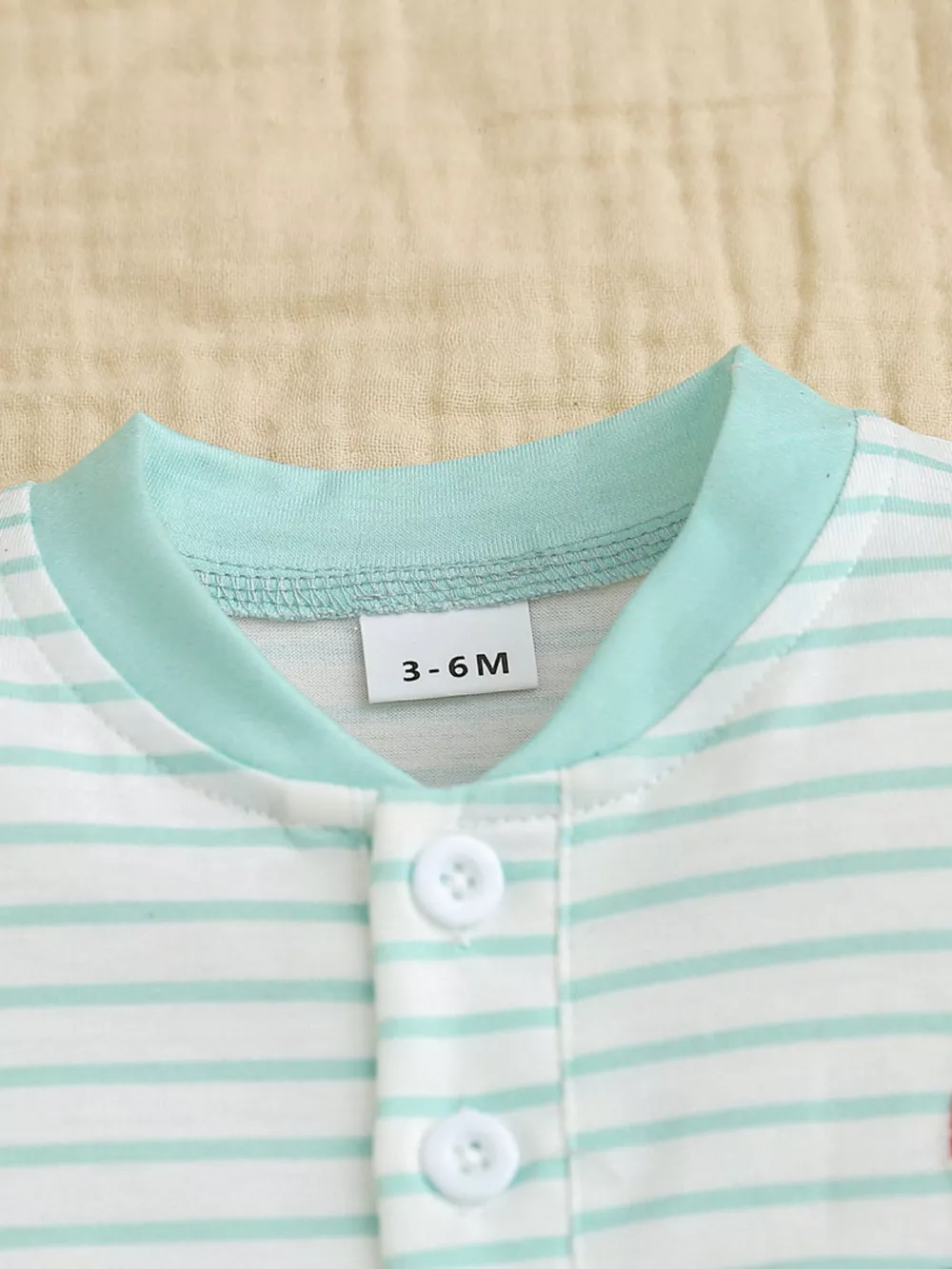 Children's Striped Short Sleeve Bodysuit and Shorts Set with Hat, image 3