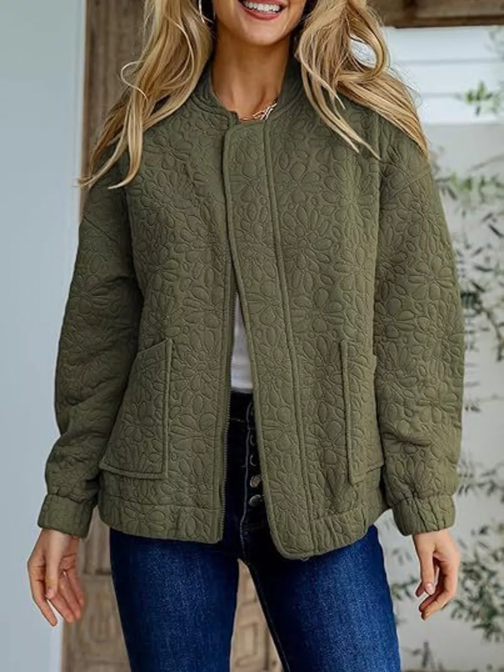 Floral Quilted Zip Up Jacket, image 2