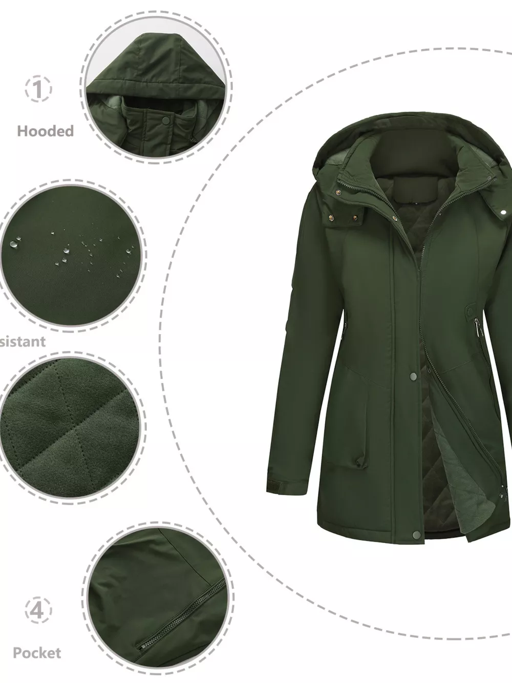 Full Size Hooded Mid-Length Windproof Outerwear Plus Size, image 23