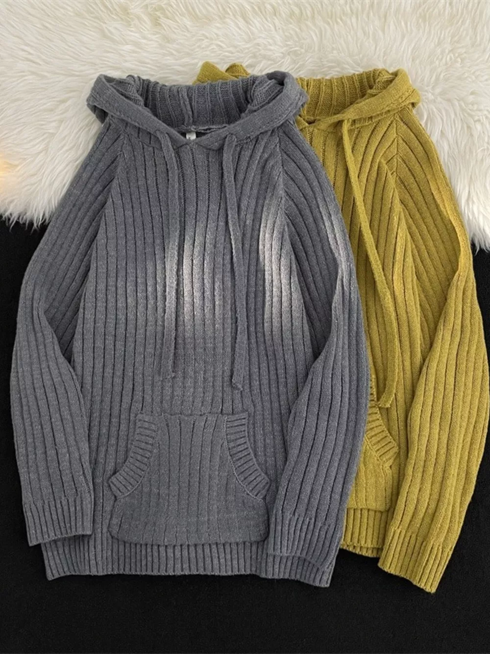 Men's Ribbed Knit Hooded Sweater, image 6