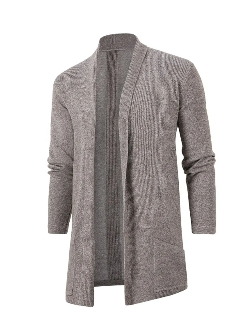 Men's Plus Size Open Front Long Sleeve Knit Cardigan, image 12