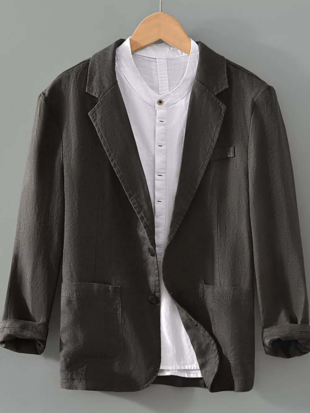 Men's Plus Size Lapel Collar Button Up Blazer