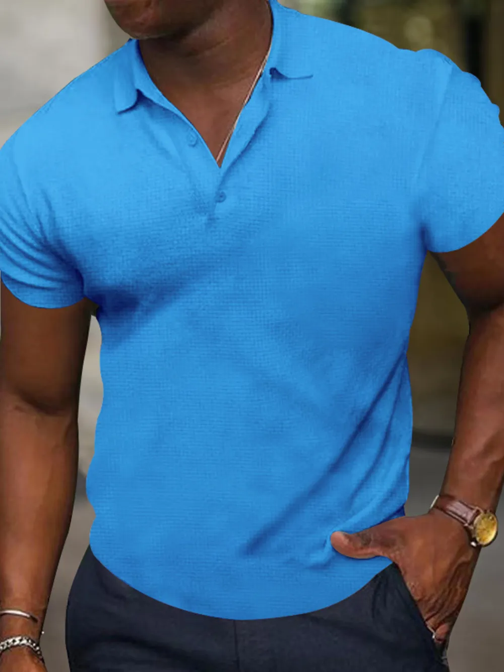 Men's Full Size Texture Short Sleeve Polo Plus Size, image 4
