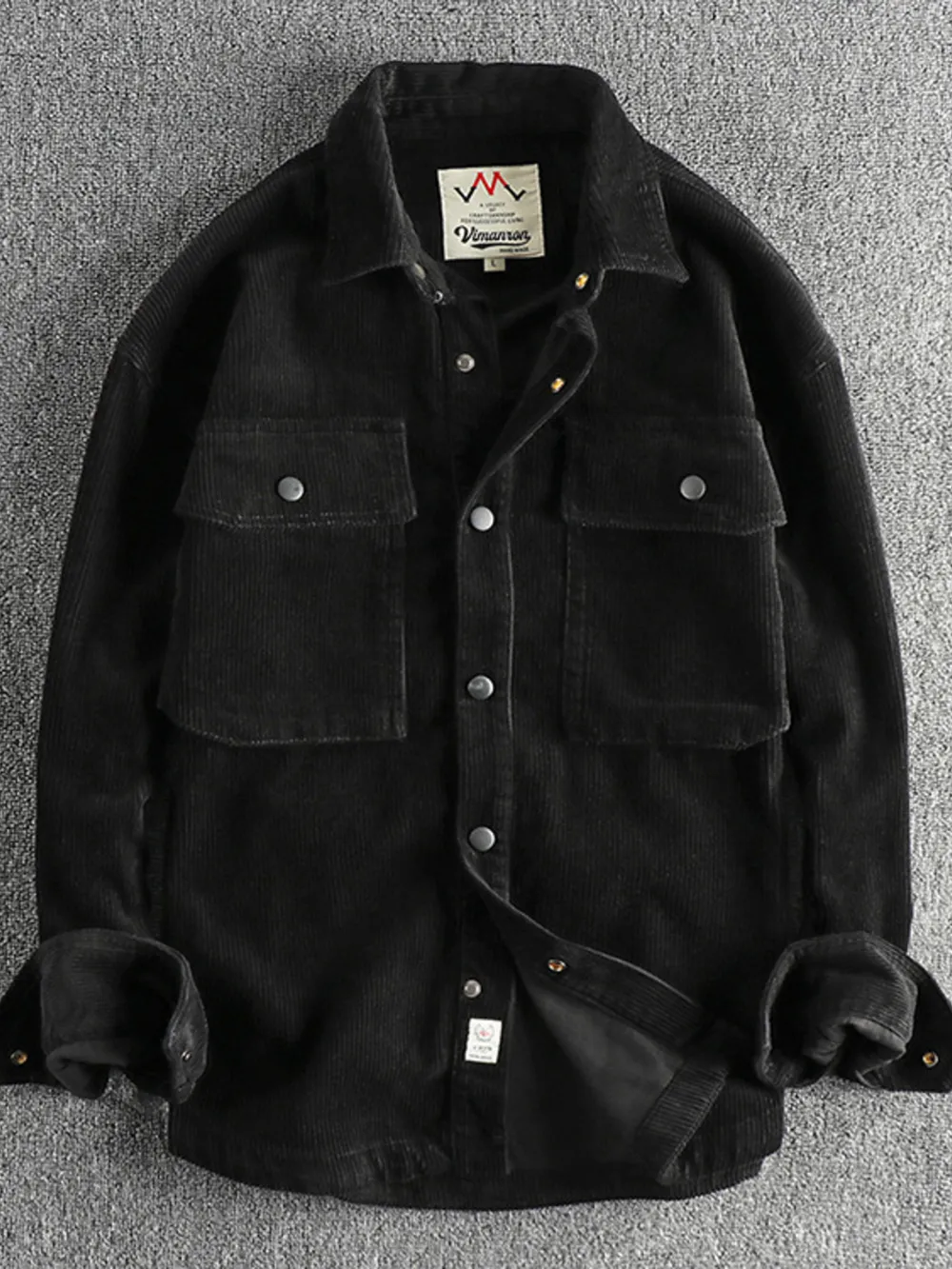 Men's Plus Size Corduroy Button Up Long Sleeve Jacket, image 6