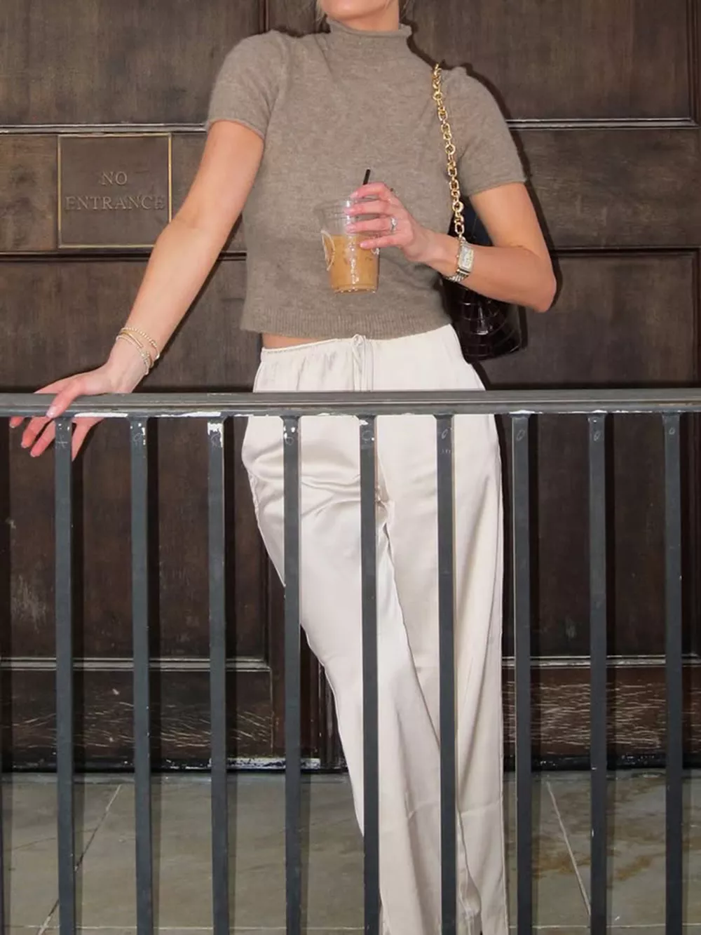 Mock Neck Short Sleeve Knit Sweater, image 3