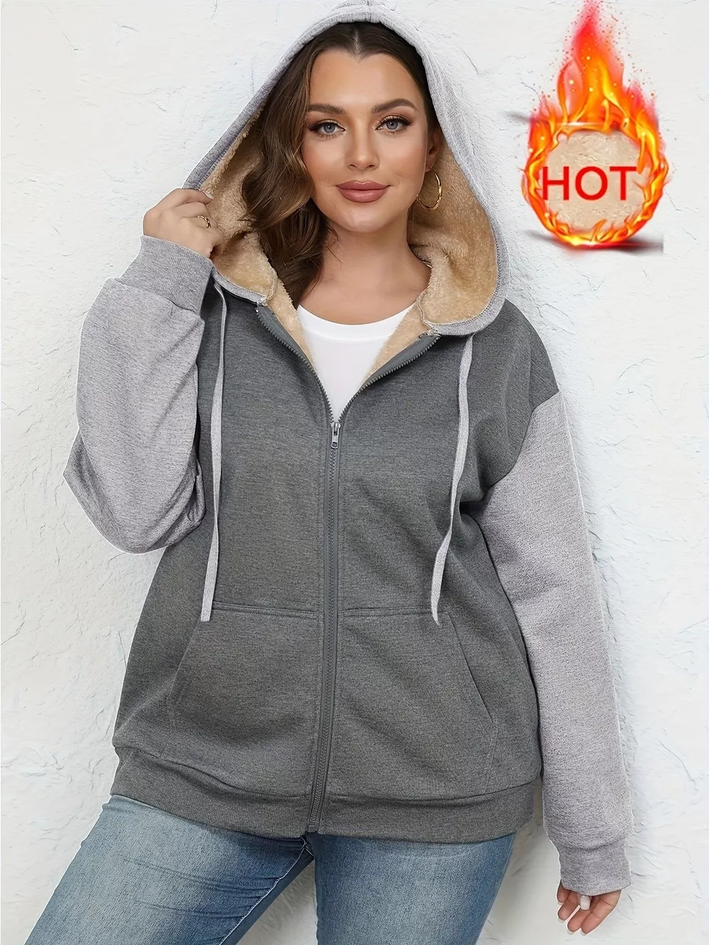 Sherpa Lined Zip-Up Hoodie, image 5