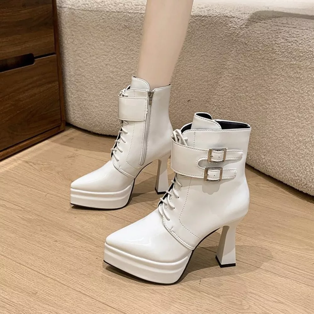 Lace Up Block Heels Boots, image 6