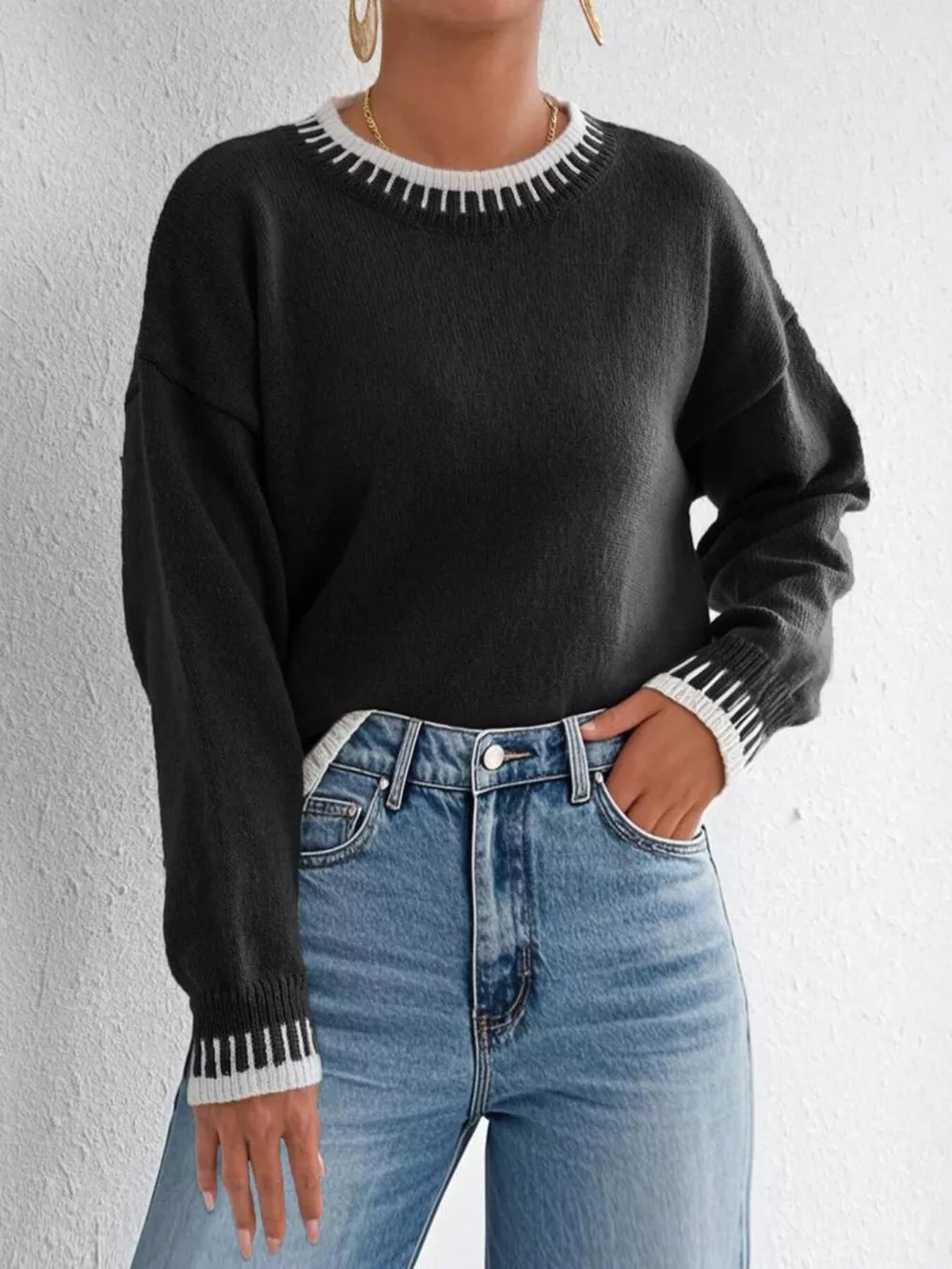 Relaxed Fit Long Sleeve Sweater, image 9