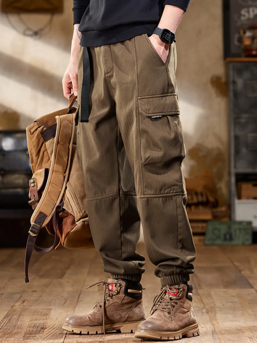 Men's Plus Size Casual Cargo Pants, image 3