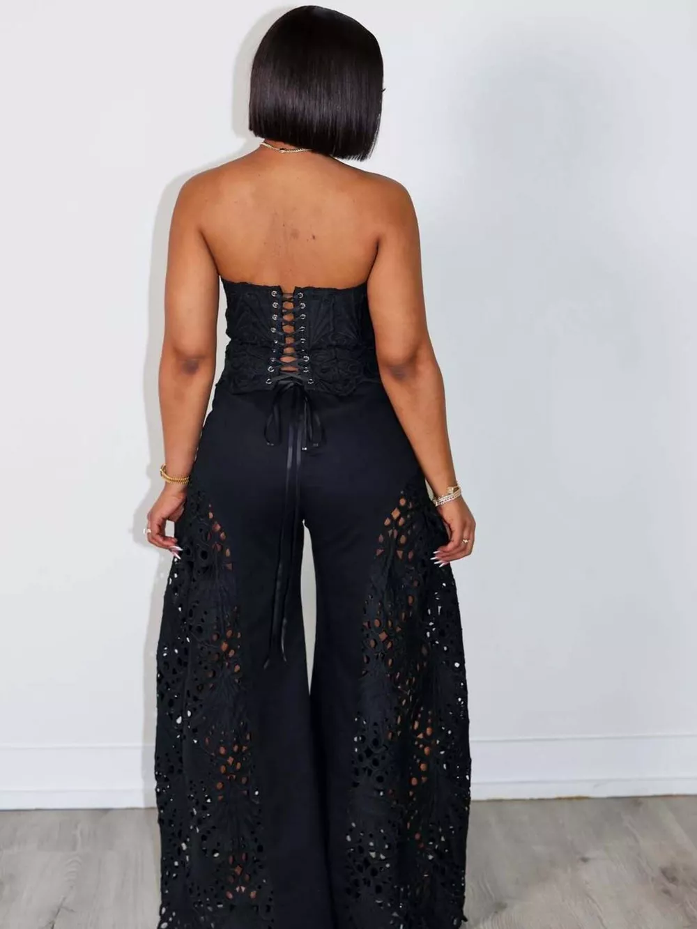 Cutout Tube Top and Wide Leg Pants Set, image 14