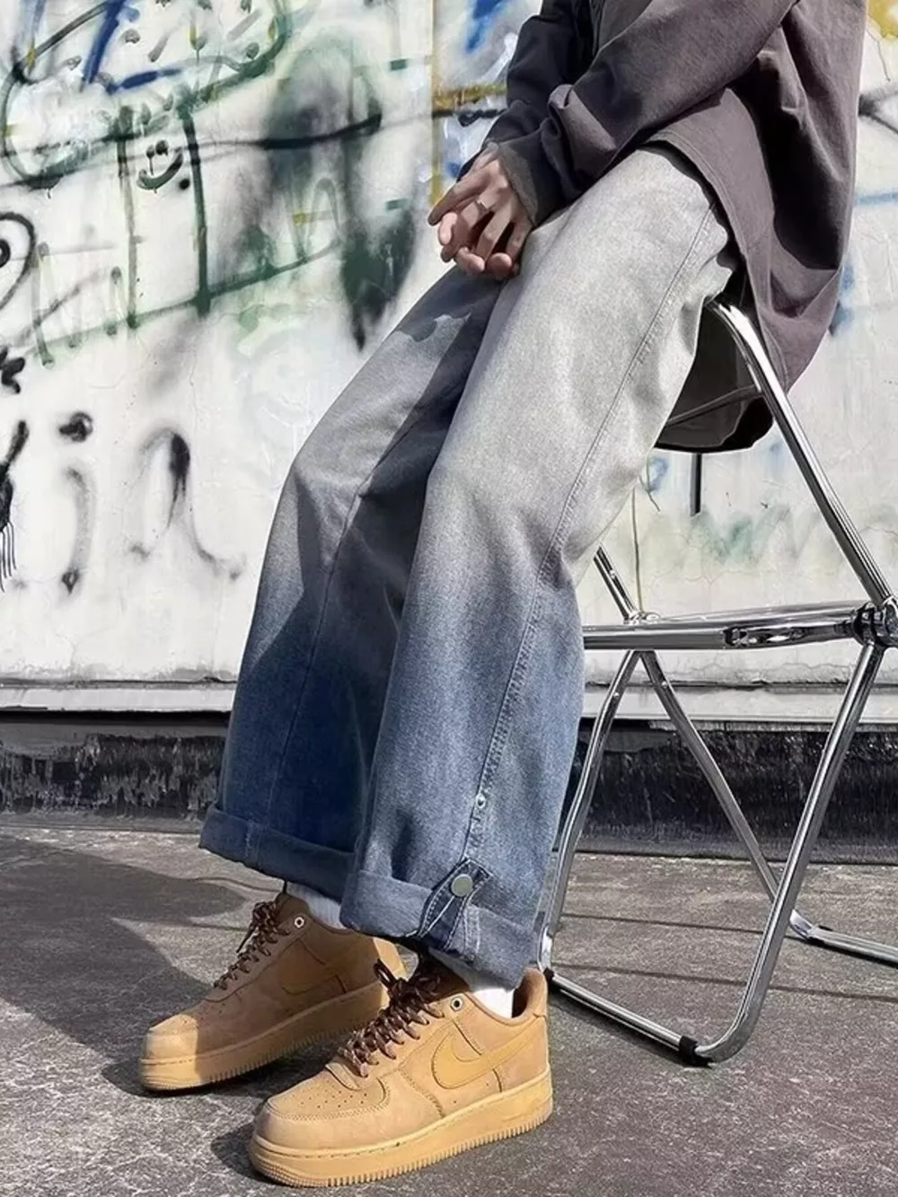 Men's Full Size Vintage Wash Wide Leg Jeans Plus Size, image 5