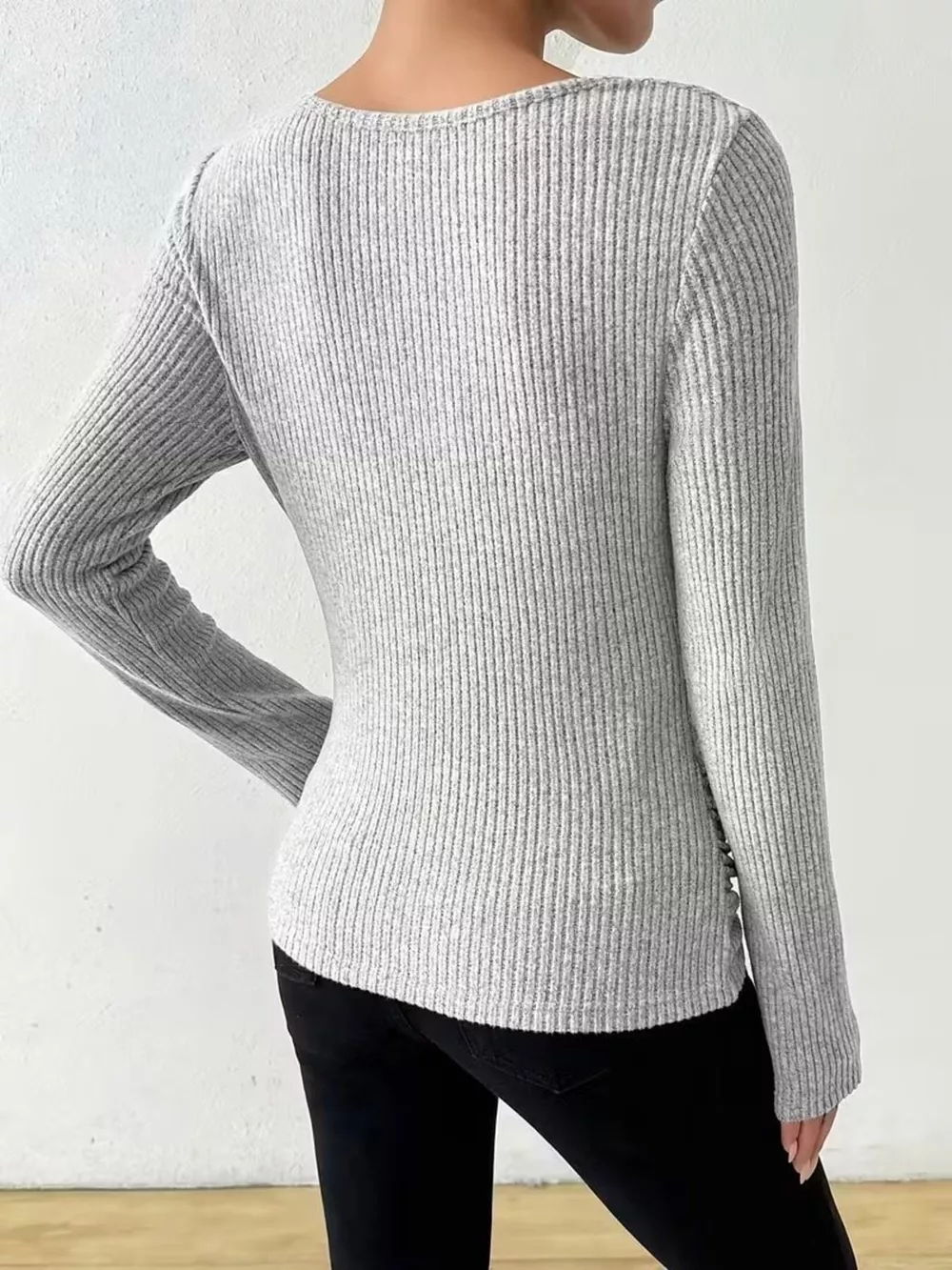 Cowl Neck Ribbed Knit Top, image 20