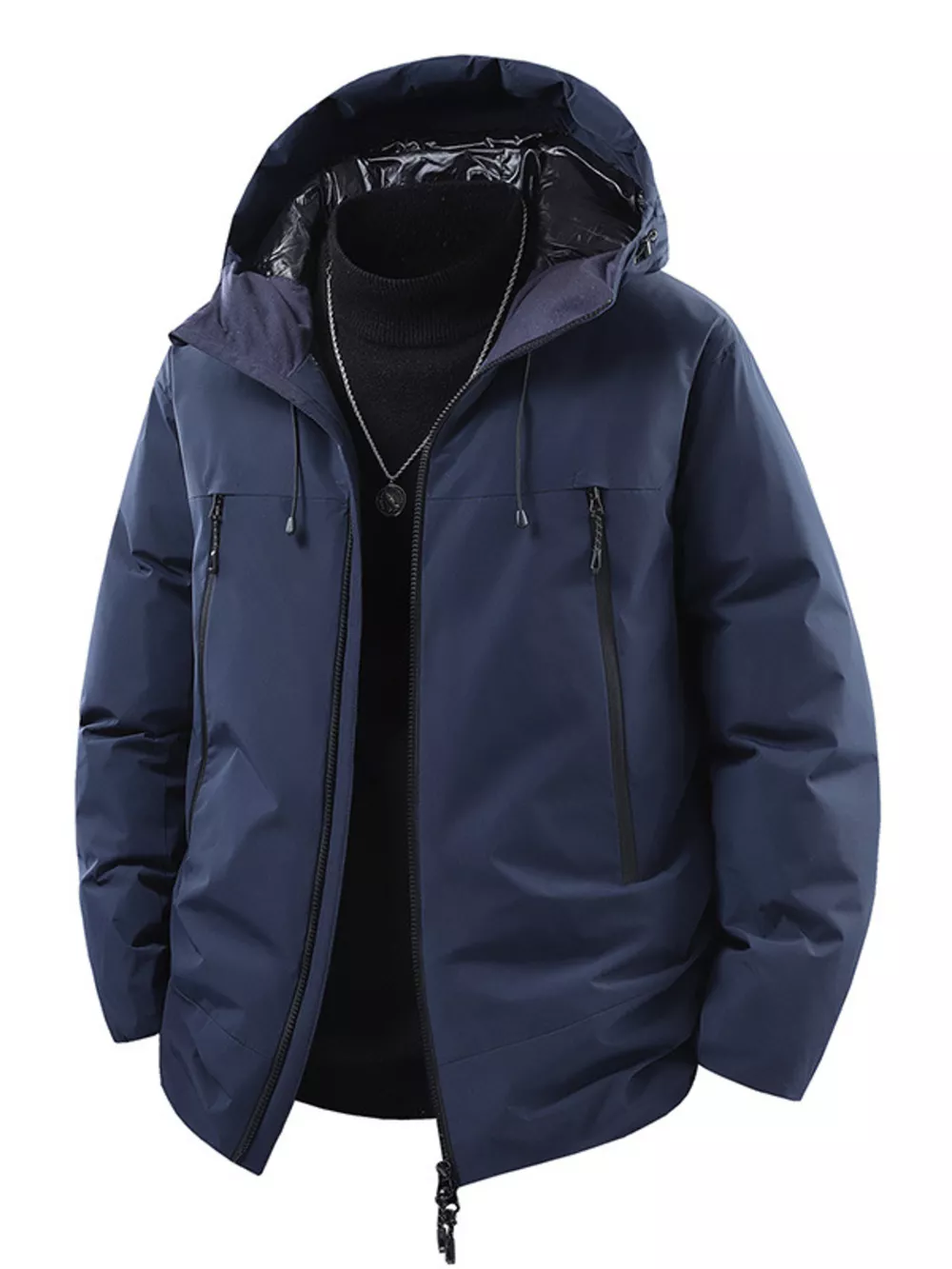 Men's Plus Size Zip Up Hooded Puffer Jacket, image 3