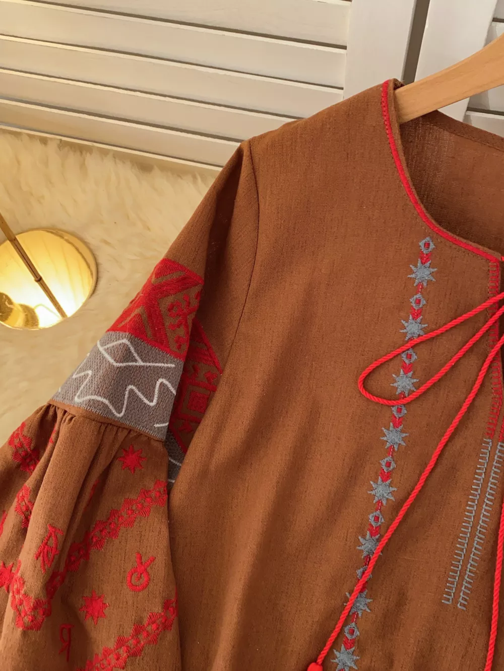 Embroidered Tie Neck Blouse, image 17