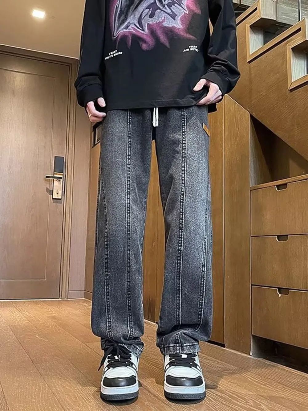 Men's Plus Size Vintage Wash Straight-Leg Jeans, image 2