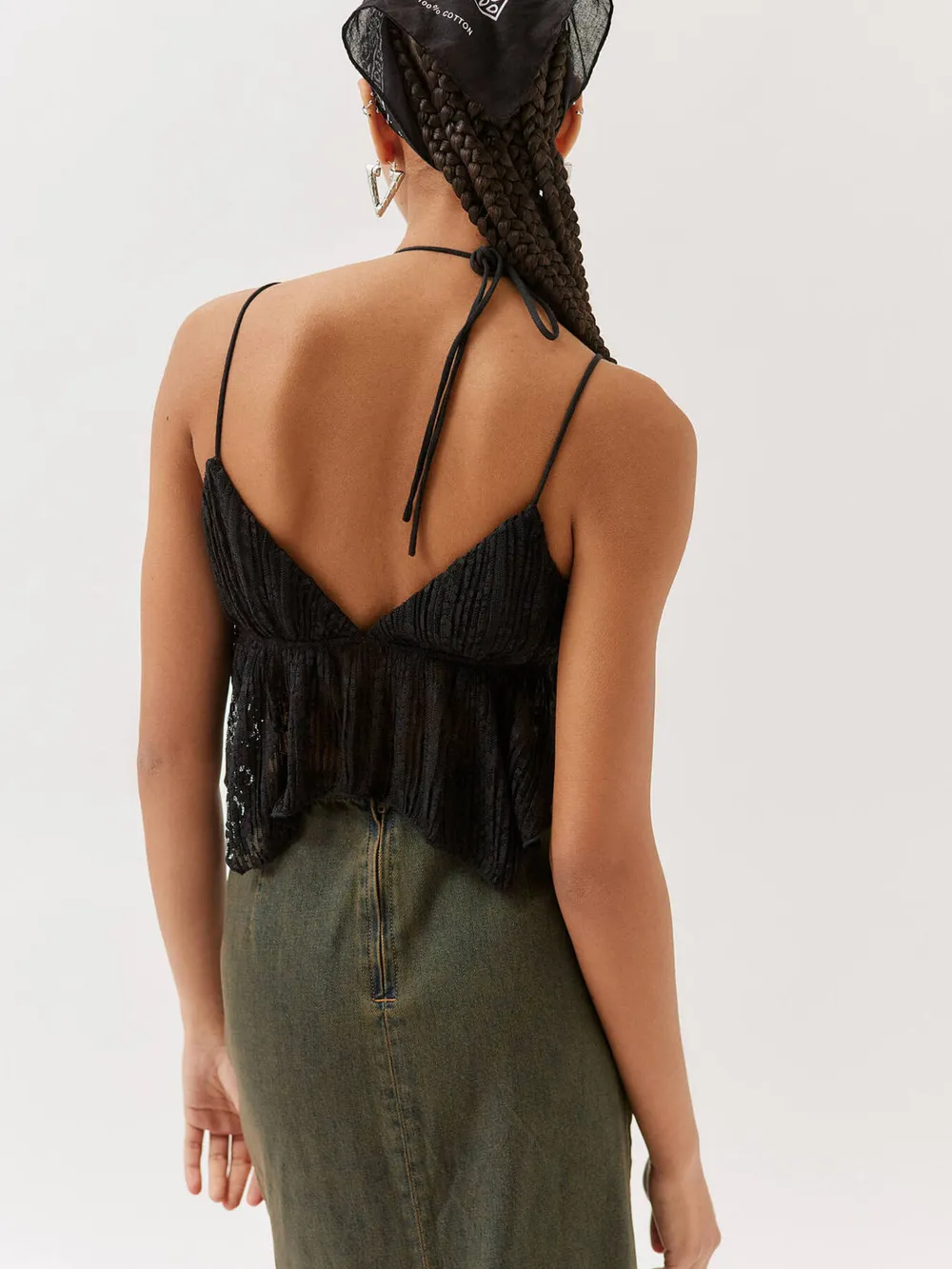 Lace Cropped Cami with Flowy Hem, image 7