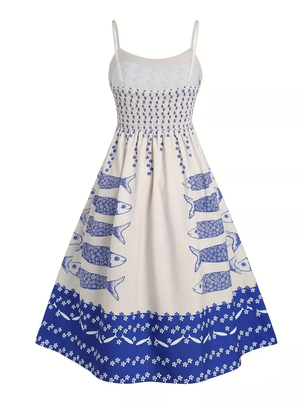 Sardine Print Spaghetti Strap Midi Dress, image 12