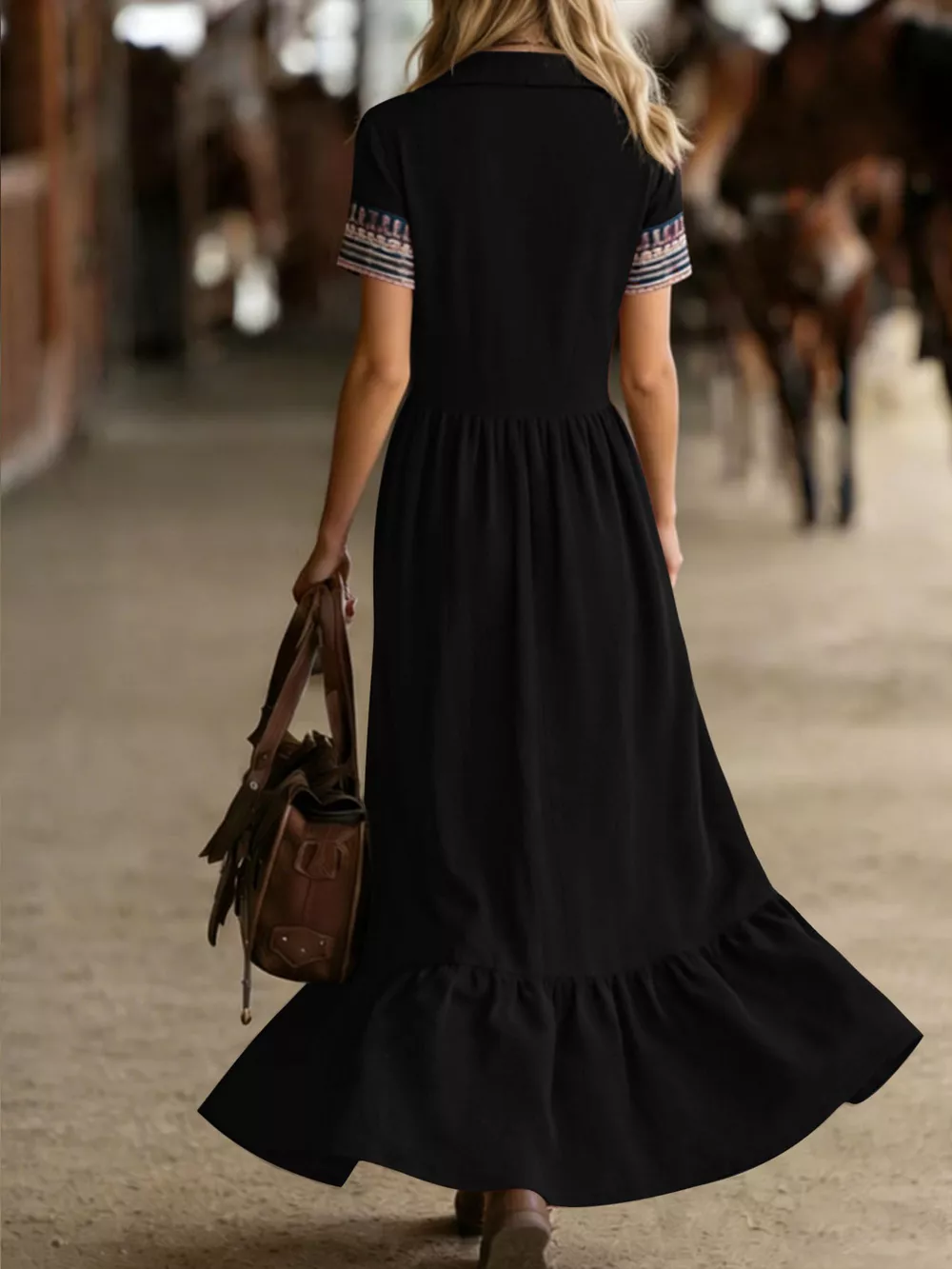 Printed Button-Front Maxi Dress, image 7
