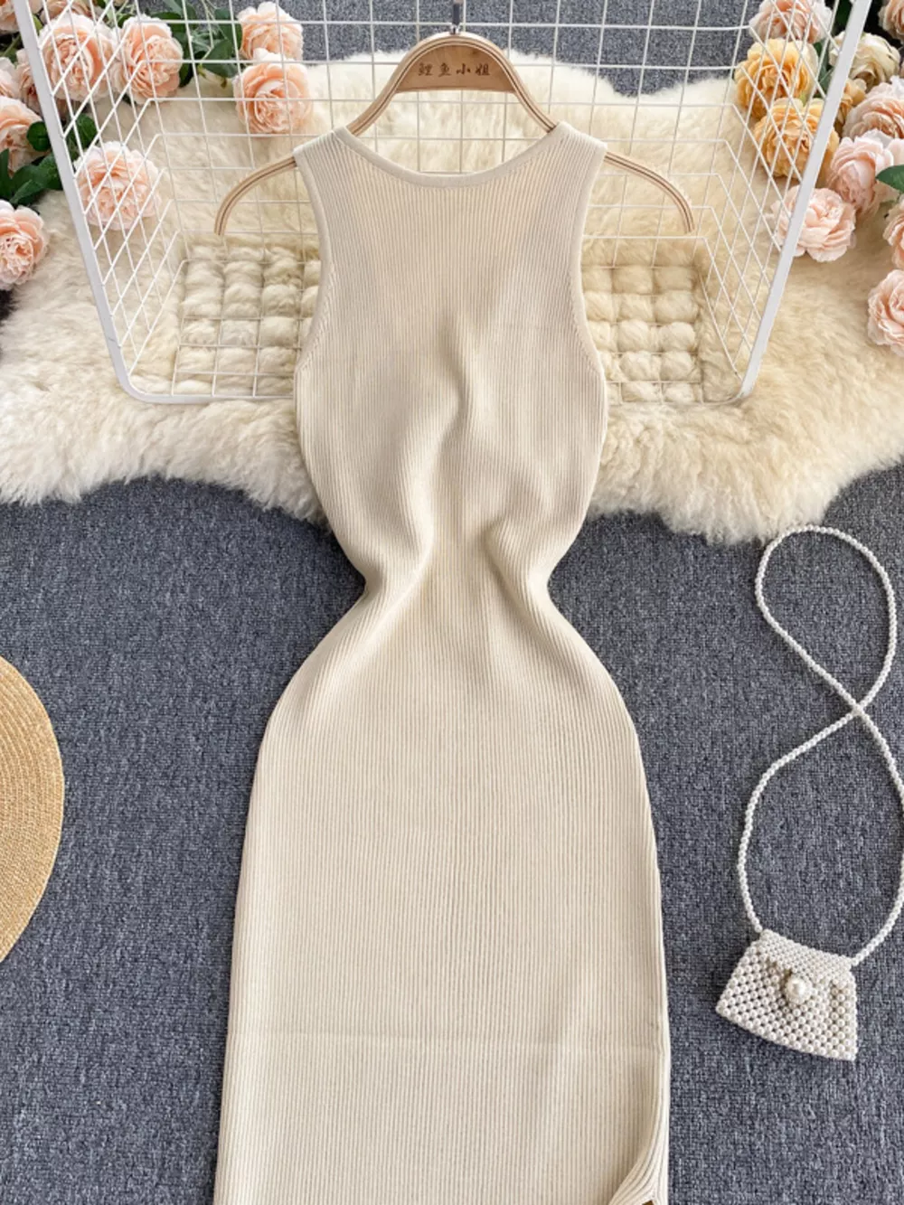 Knot Back Sleeveless Knit Bodycon Midi Dres, image 14