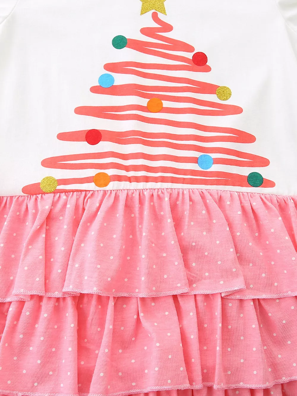 Children's Christmas Tree Ruffle Layered Dress, image 5