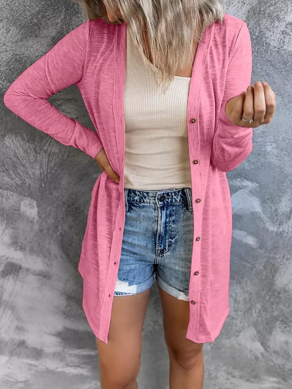 Full Size Lightweight Button-Up Cardigan Plus Size, image 3