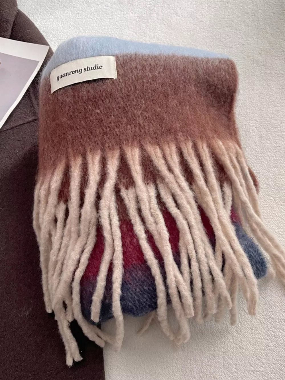 Soft Plaid Tassel Warm Scarf, image 5